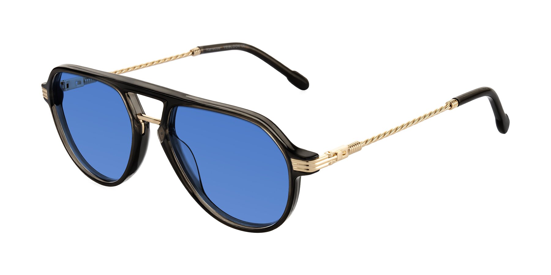 Angle of Kanause in Transparent Gray/Gold with Blue Tinted Lenses