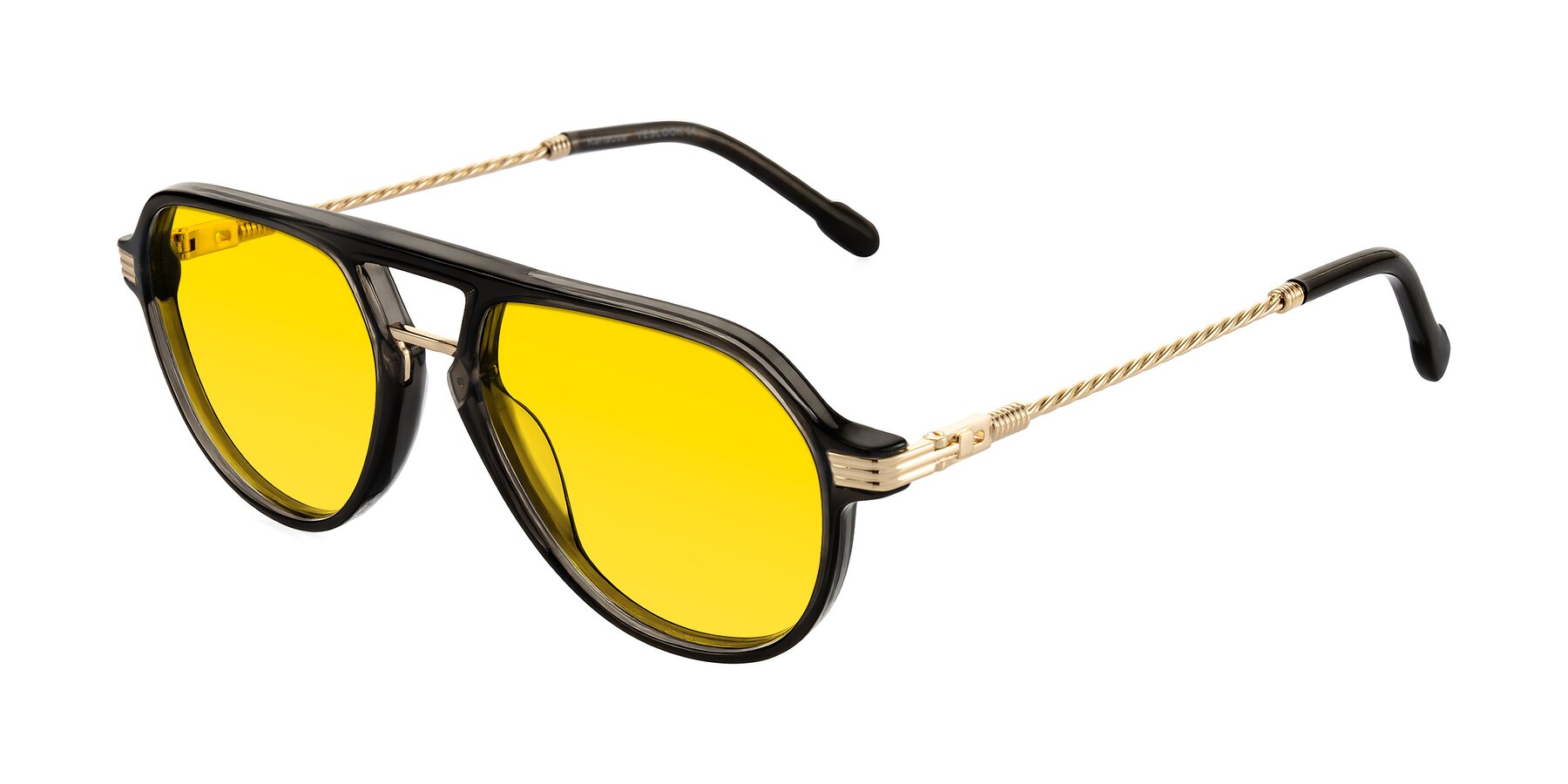 Angle of Kanause in Transparent Gray/Gold with Yellow Tinted Lenses