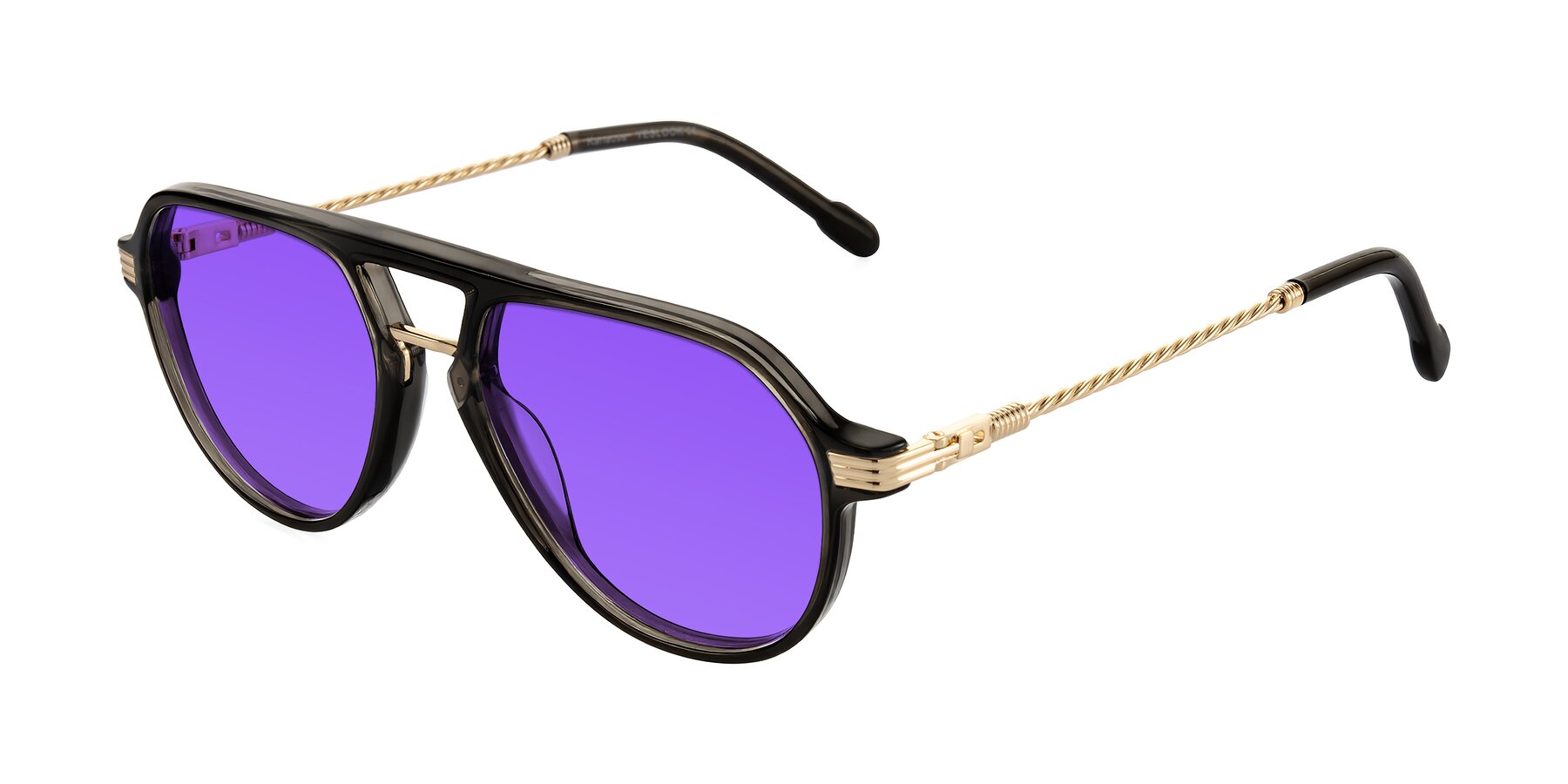 Angle of Kanause in Transparent Gray/Gold with Purple Tinted Lenses