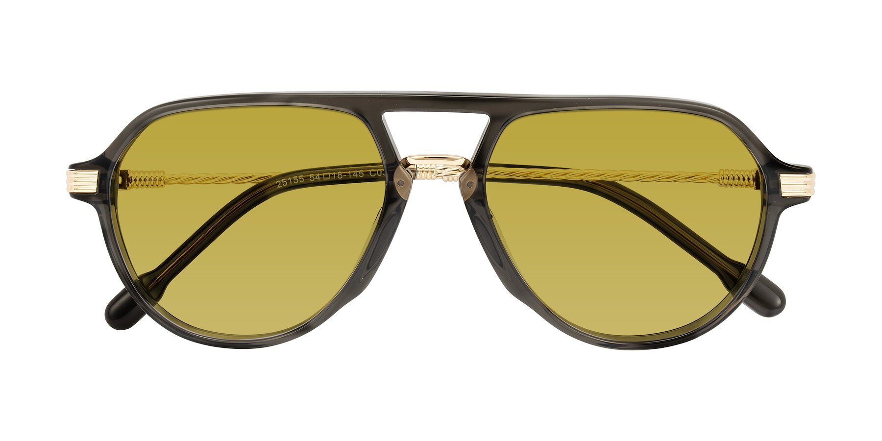 Folded Front of Kanause in Transparent Gray/Gold with Champagne Tinted Lenses