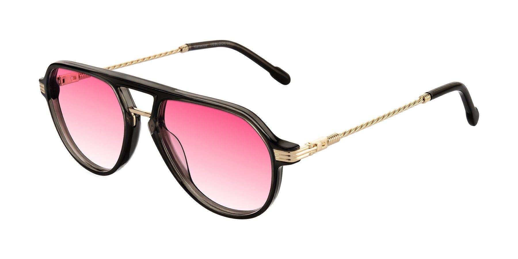 Angle of Kanause in Transparent Gray/Gold with Pink Gradient Lenses