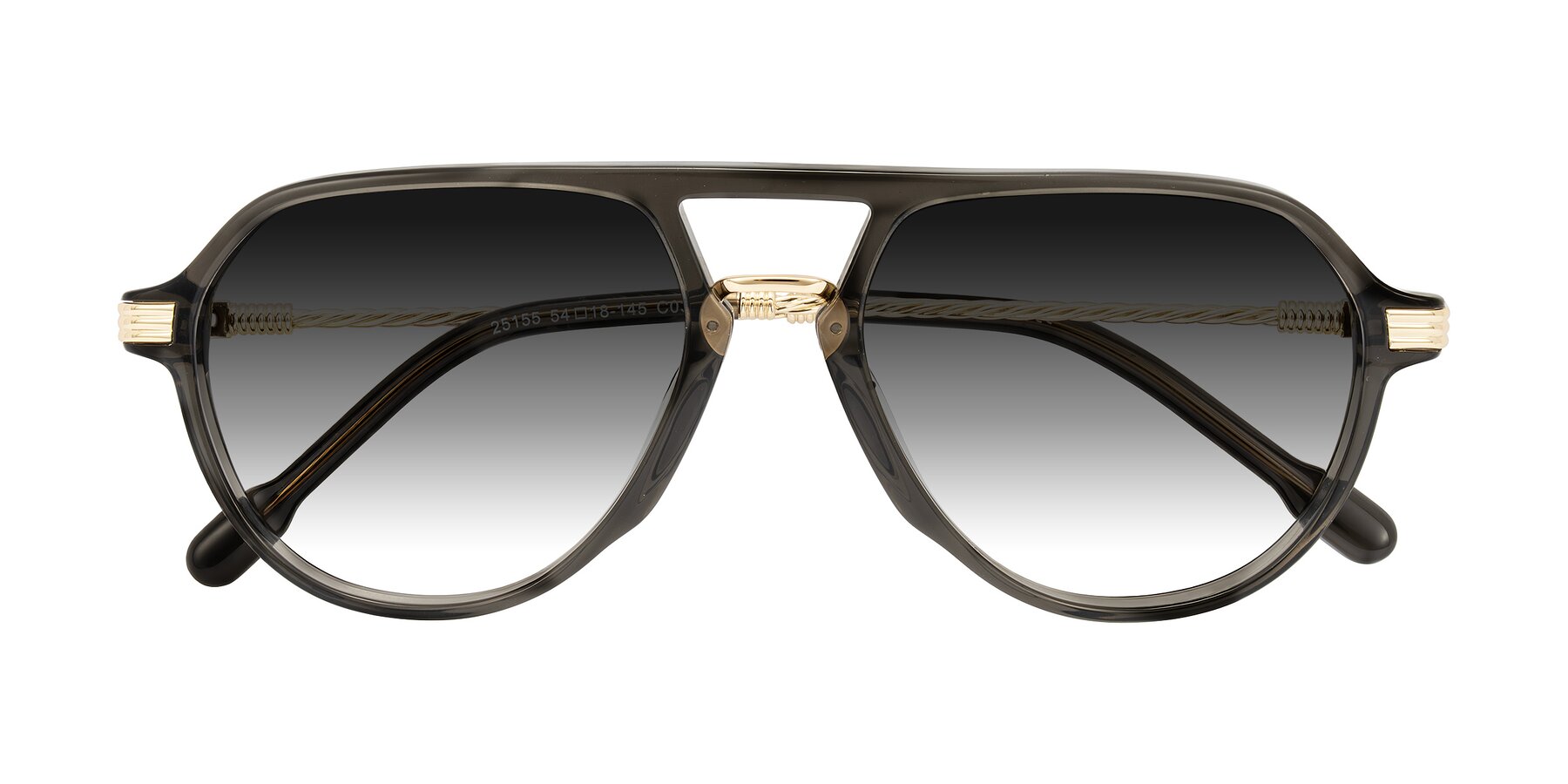 Folded Front of Kanause in Transparent Gray/Gold with Gray Gradient Lenses