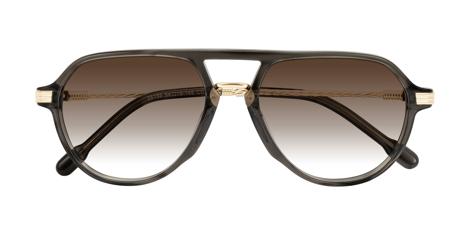 Folded Front of Kanause in Transparent Gray/Gold with Brown Gradient Lenses
