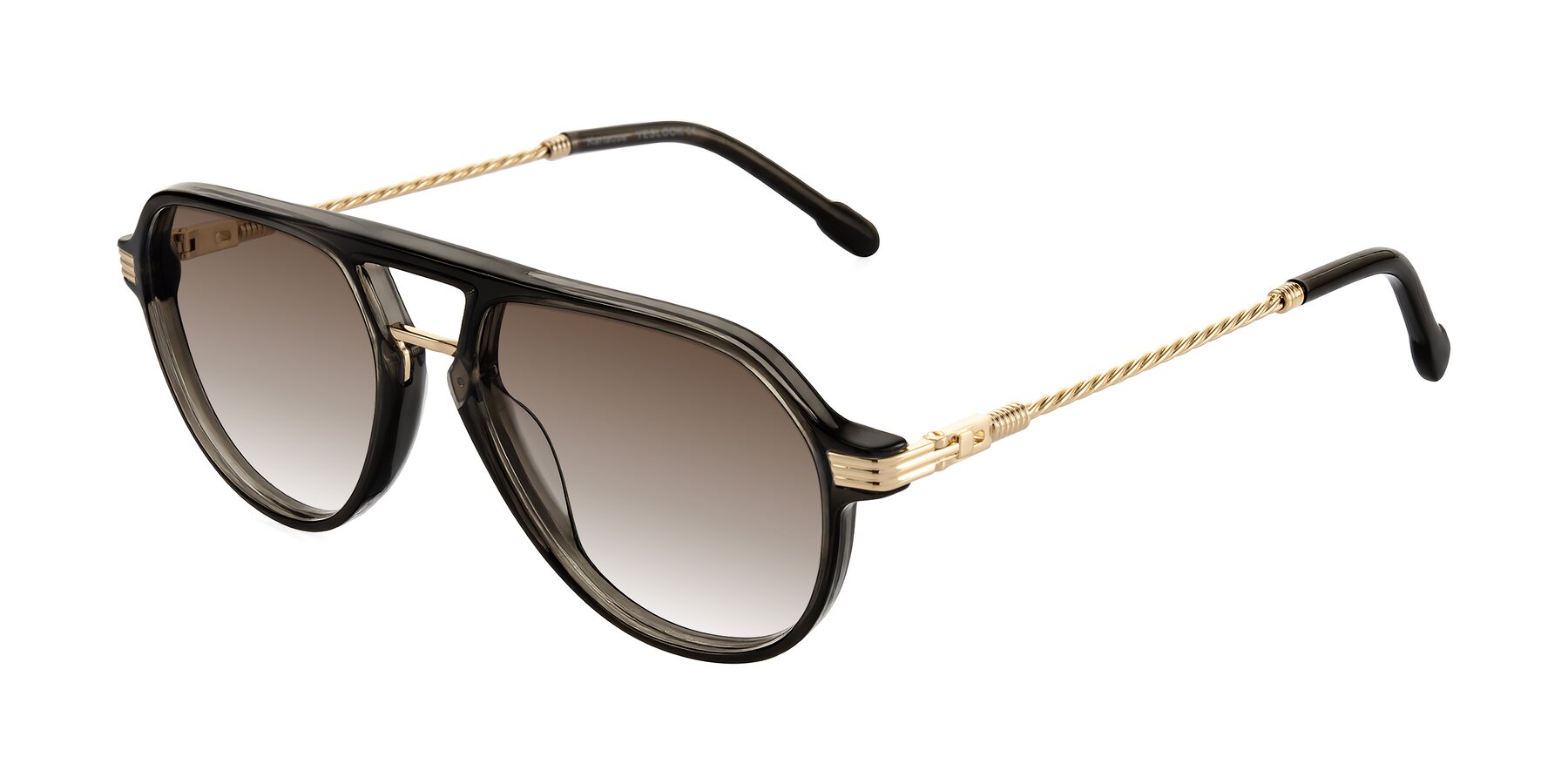 Angle of Kanause in Transparent Gray/Gold with Brown Gradient Lenses