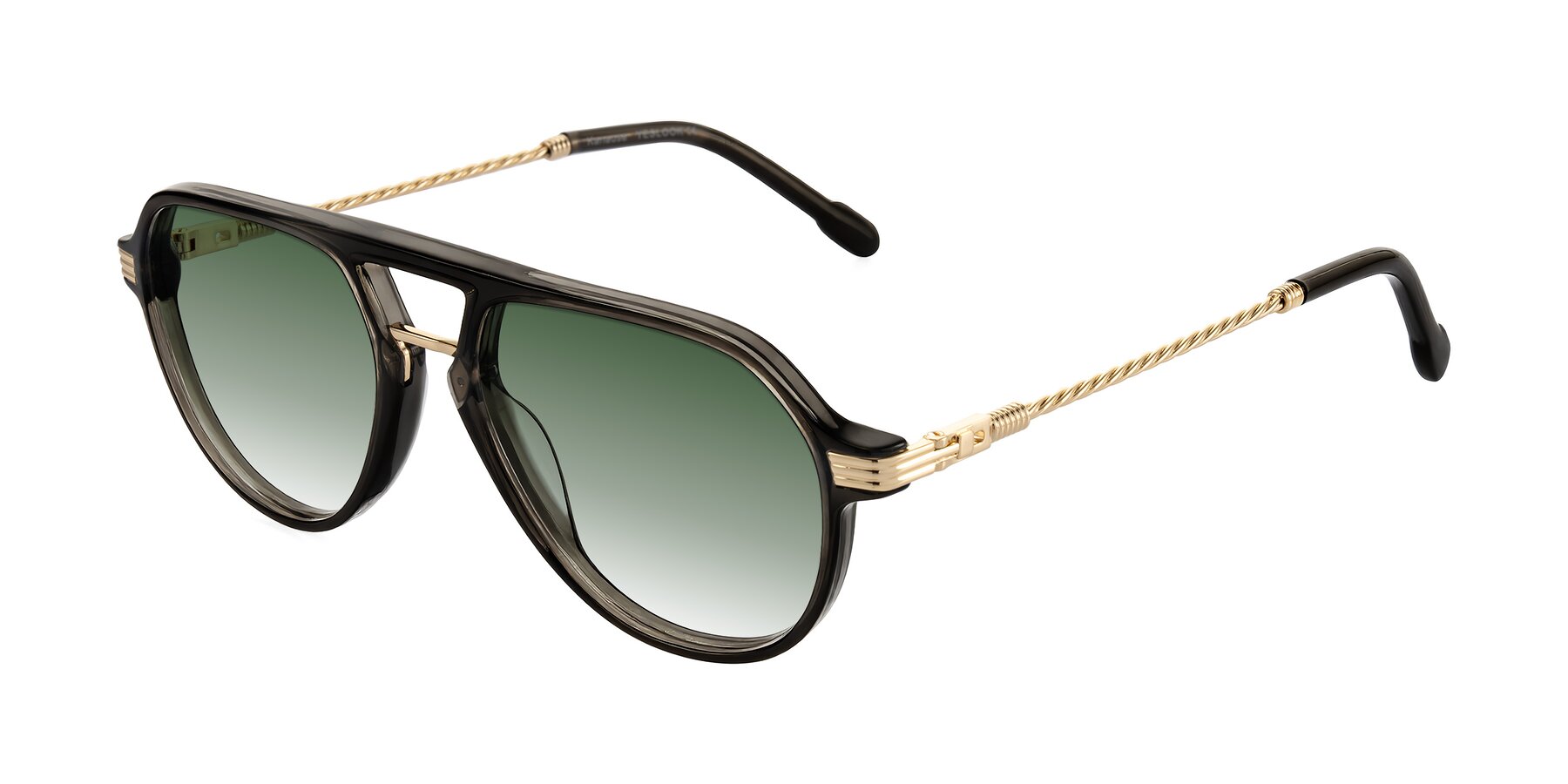 Angle of Kanause in Transparent Gray/Gold with Green Gradient Lenses