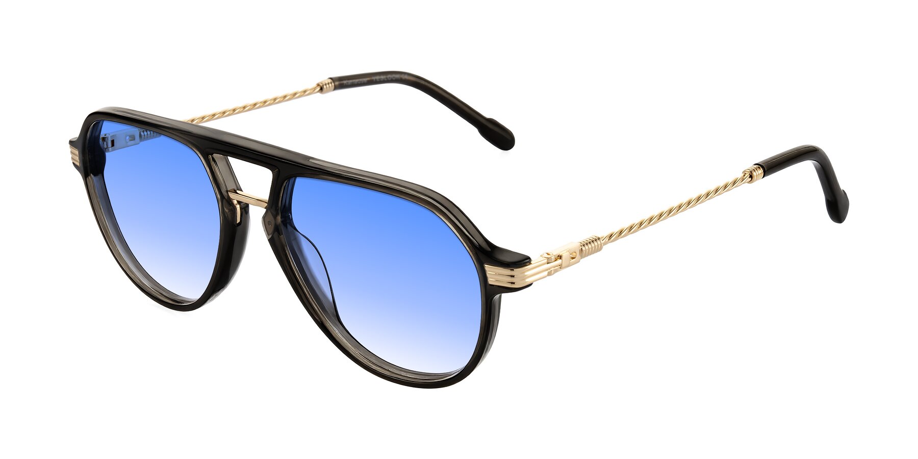 Angle of Kanause in Transparent Gray/Gold with Blue Gradient Lenses