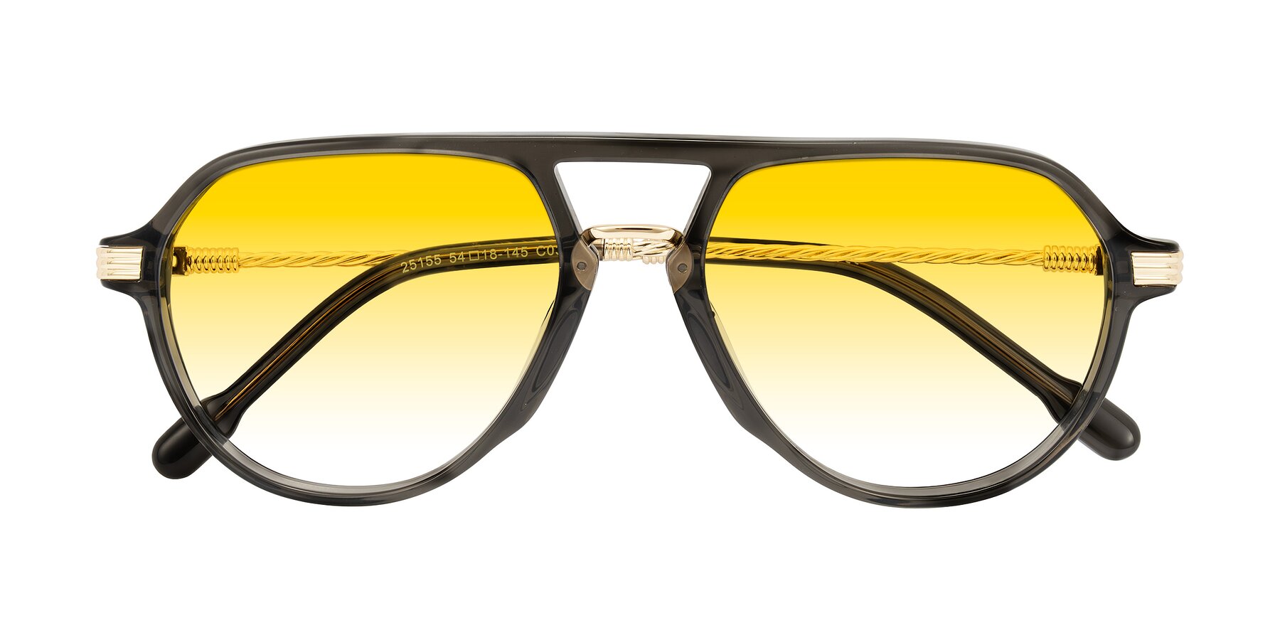 Folded Front of Kanause in Transparent Gray/Gold with Yellow Gradient Lenses