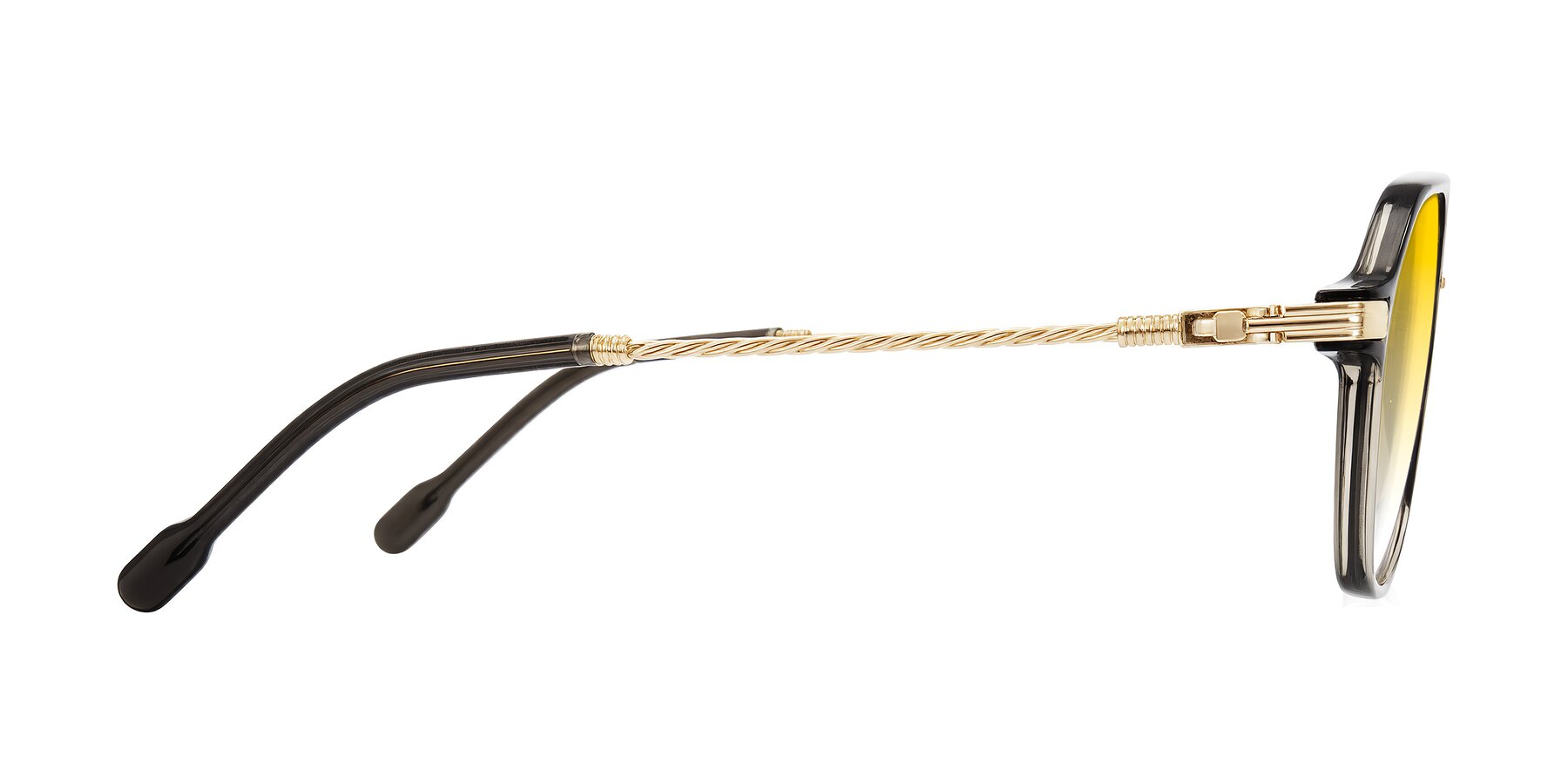 Side of Kanause in Transparent Gray/Gold with Yellow Gradient Lenses