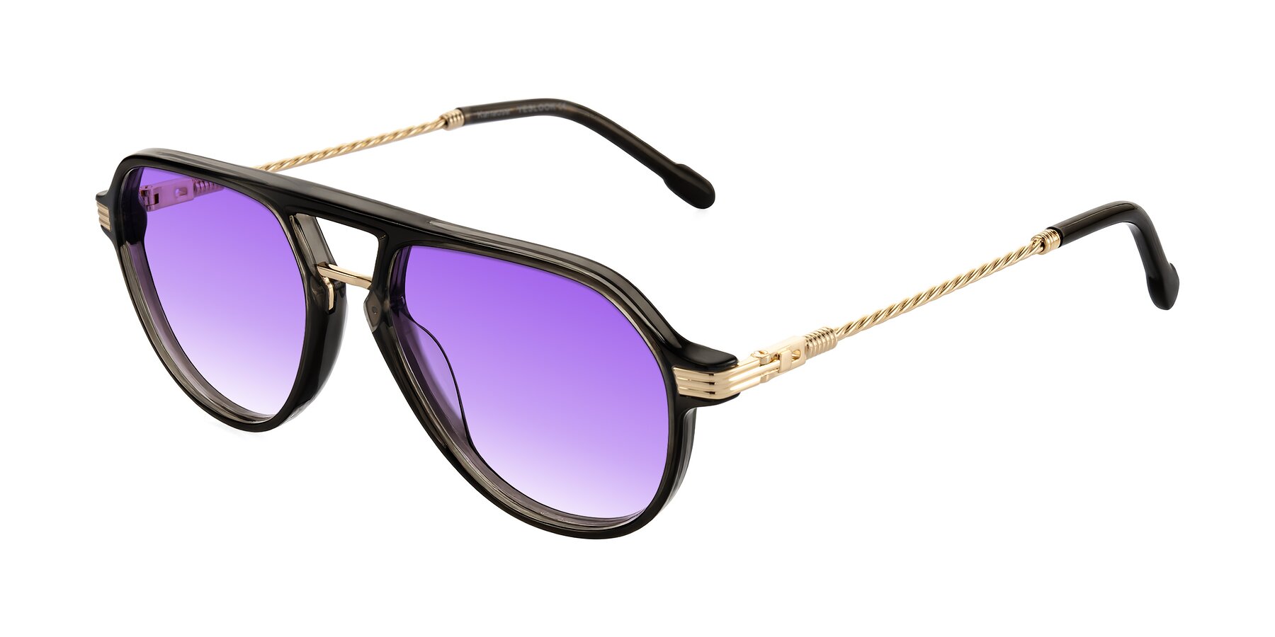 Angle of Kanause in Transparent Gray/Gold with Purple Gradient Lenses
