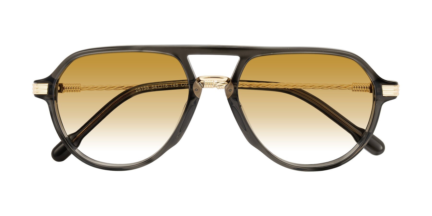 Folded Front of Kanause in Transparent Gray/Gold with Champagne Gradient Lenses