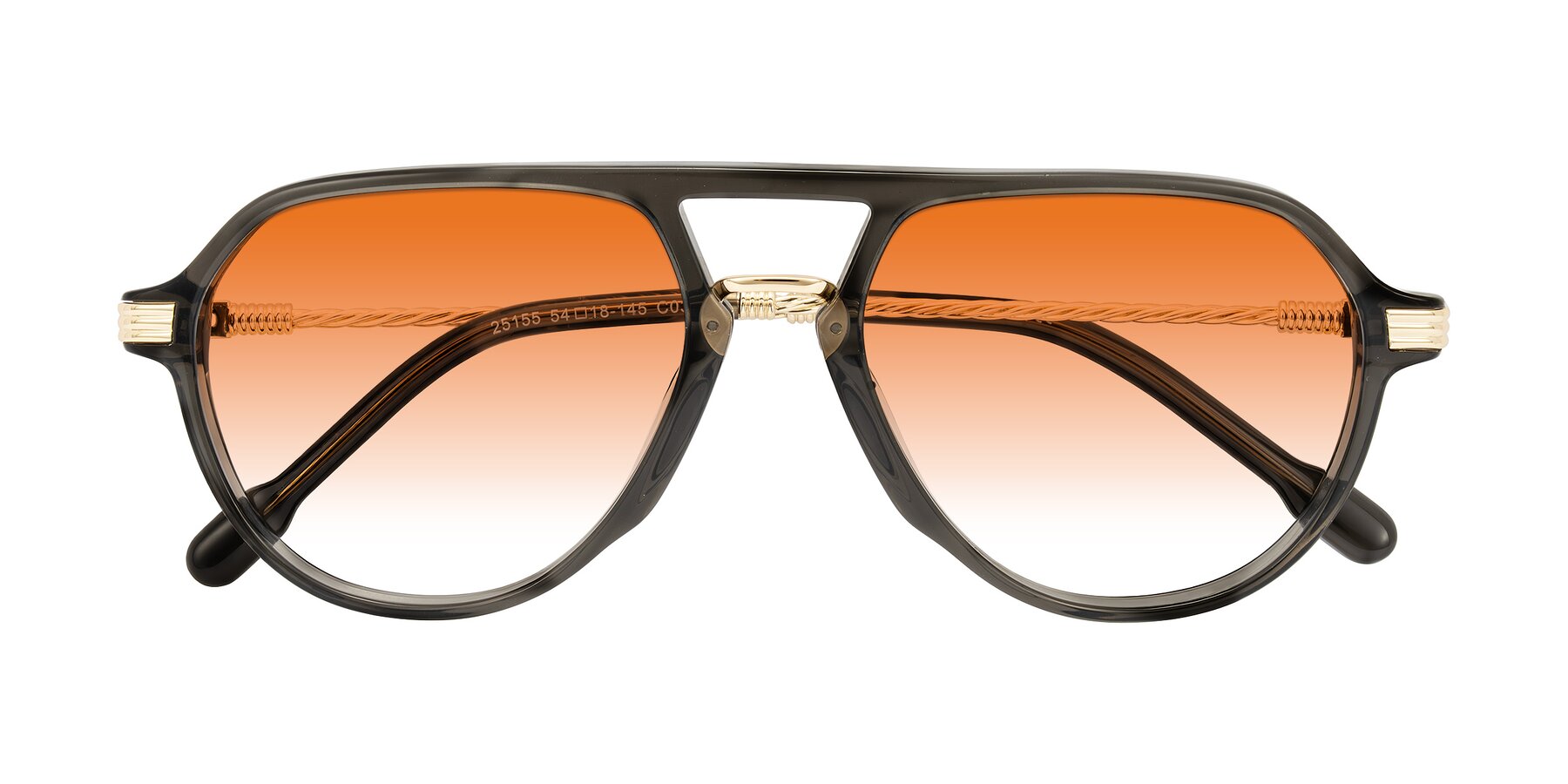 Folded Front of Kanause in Transparent Gray/Gold with Orange Gradient Lenses