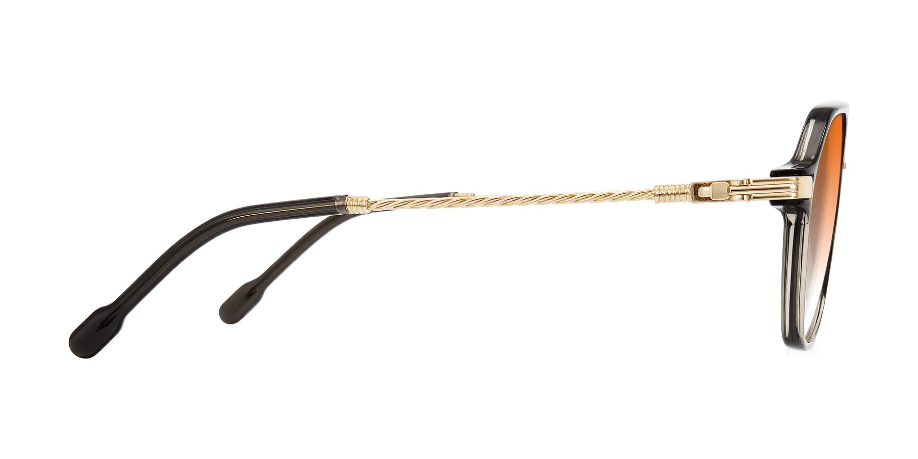 Side of Kanause in Transparent Gray/Gold with Orange Gradient Lenses