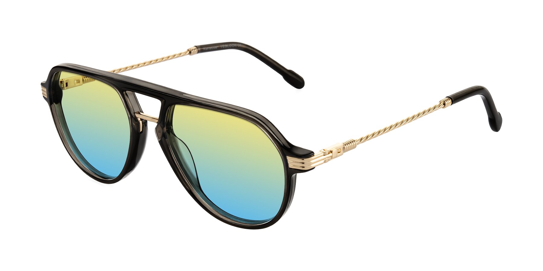 Angle of Kanause in Transparent Gray/Gold with Yellow / Blue Gradient Lenses