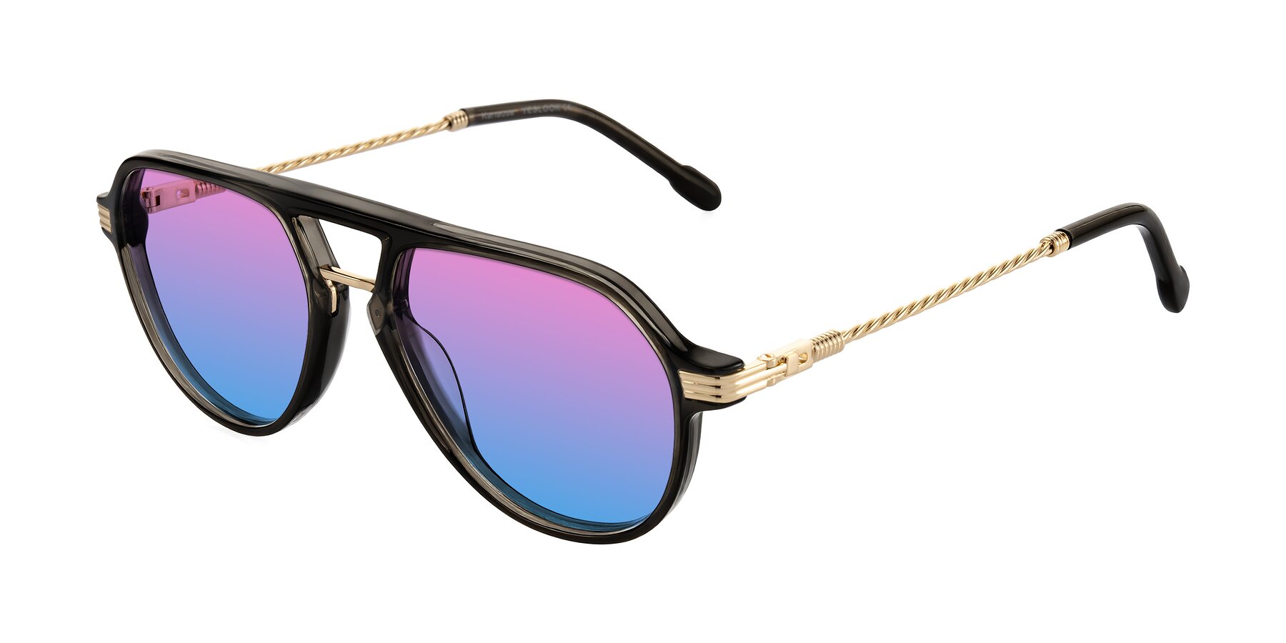 Angle of Kanause in Transparent Gray/Gold with Pink / Blue Gradient Lenses