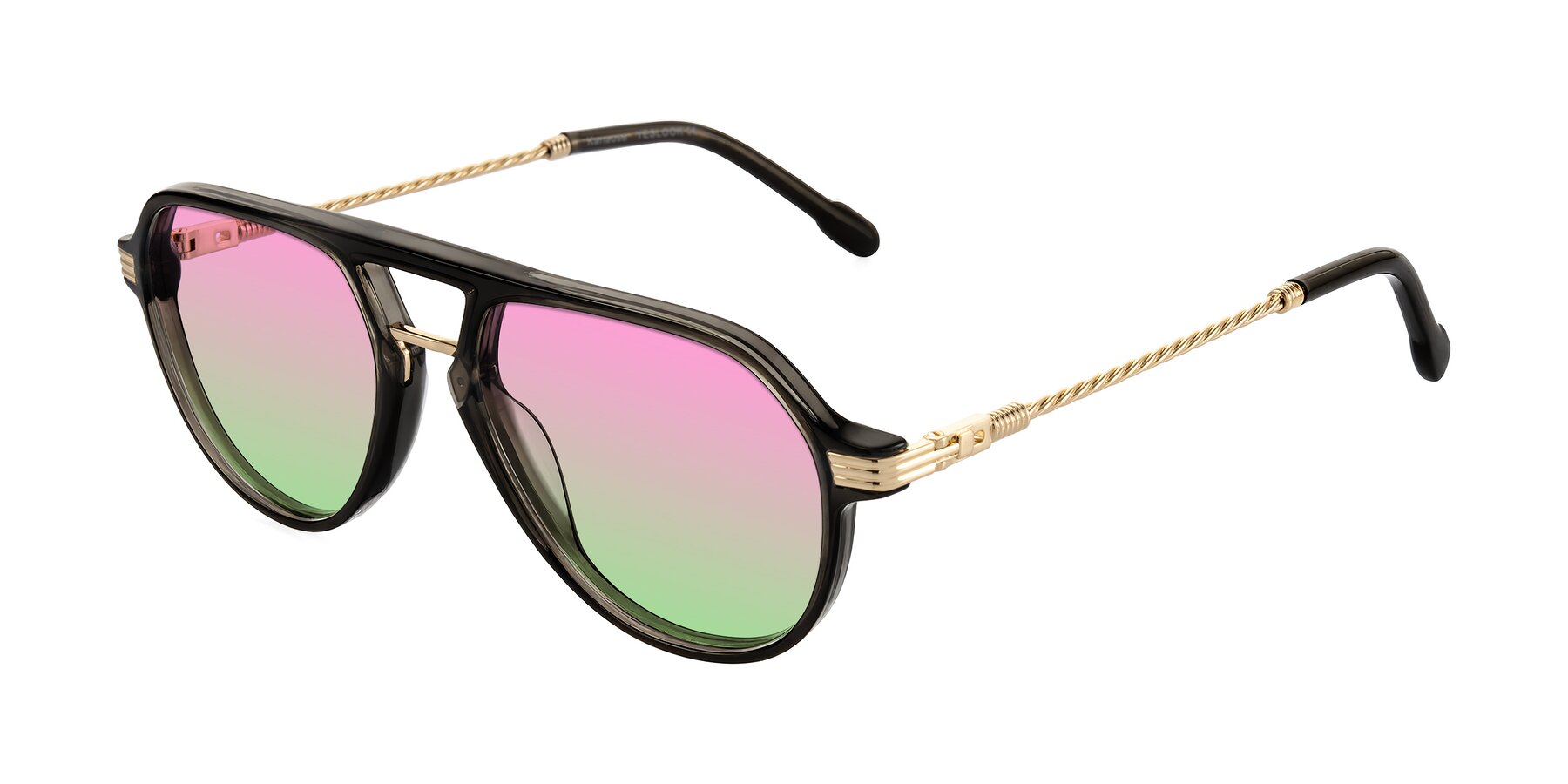 Angle of Kanause in Transparent Gray/Gold with Pink / Green Gradient Lenses