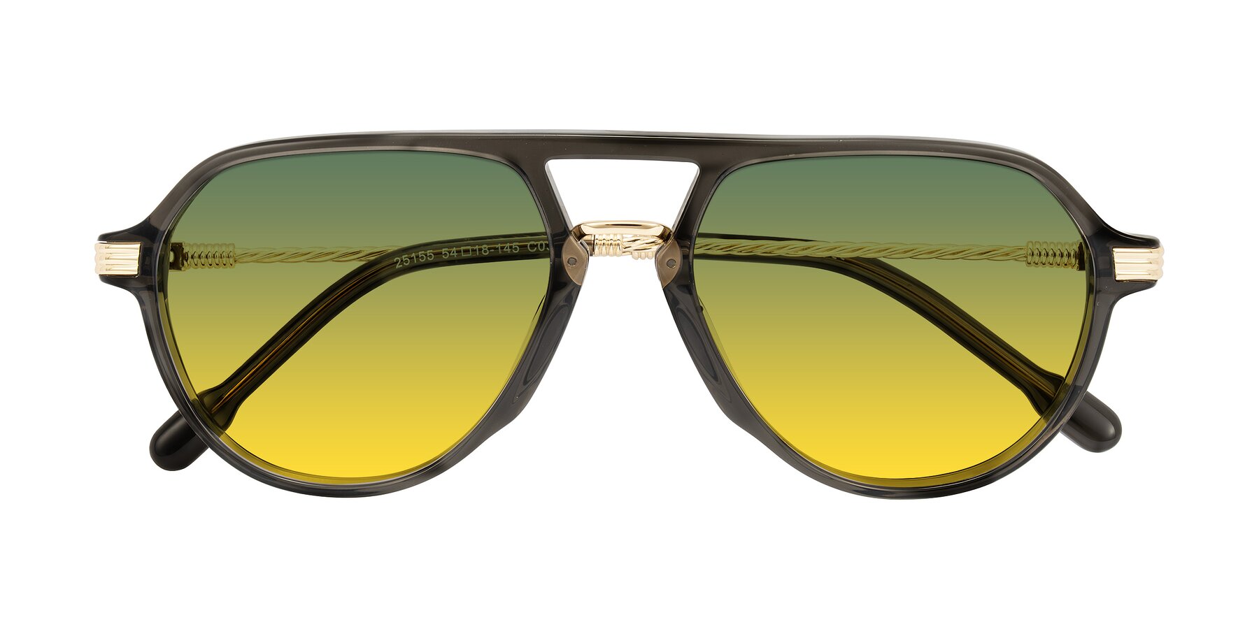 Folded Front of Kanause in Transparent Gray/Gold with Green / Yellow Gradient Lenses