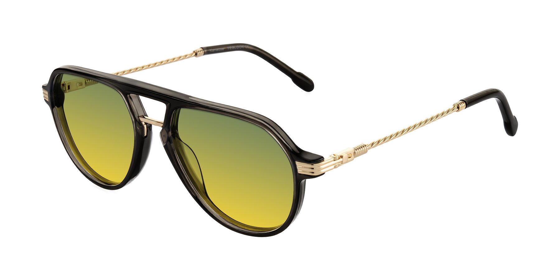 Angle of Kanause in Transparent Gray/Gold with Green / Yellow Gradient Lenses