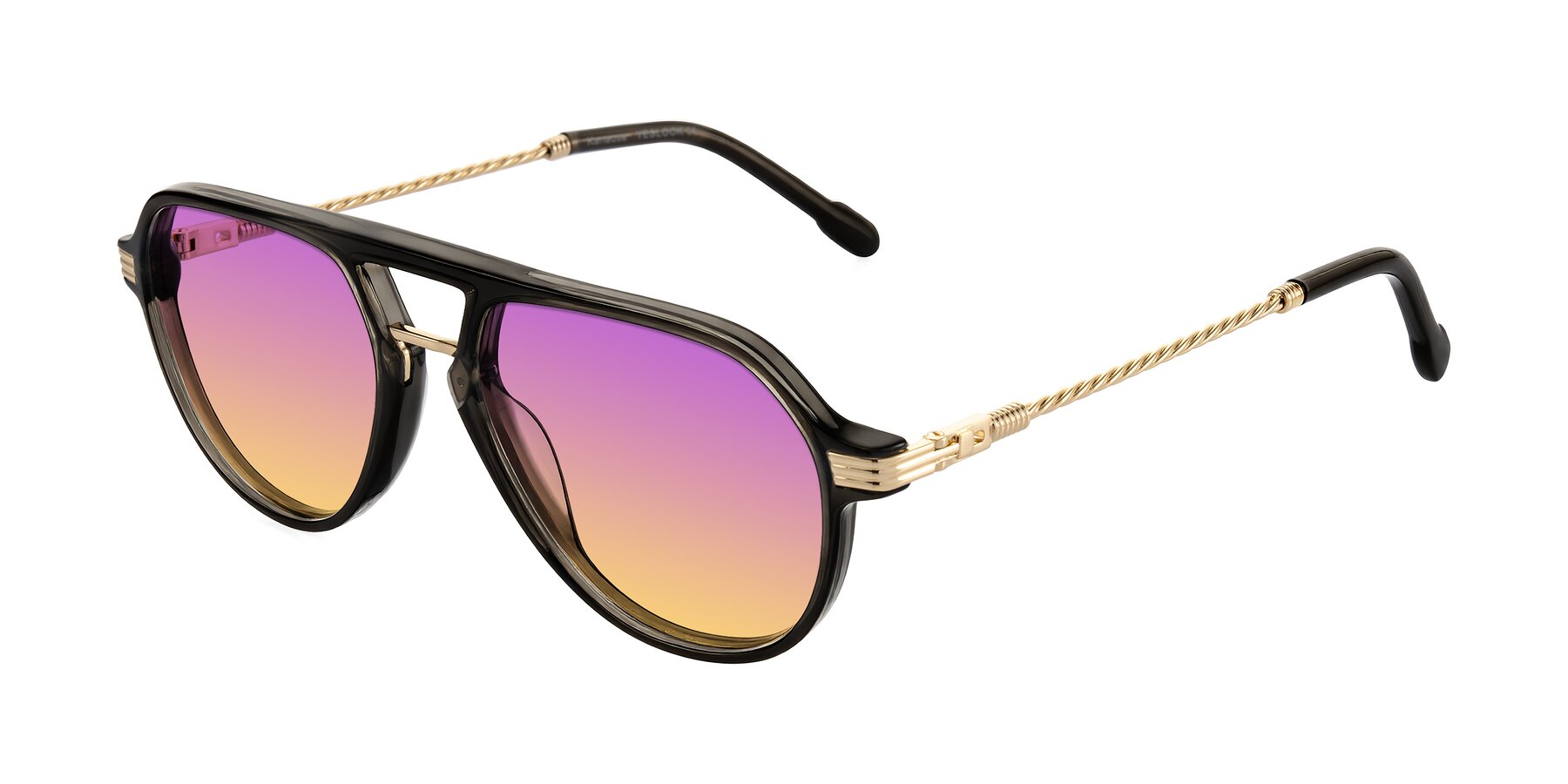 Angle of Kanause in Transparent Gray/Gold with Purple / Yellow Gradient Lenses