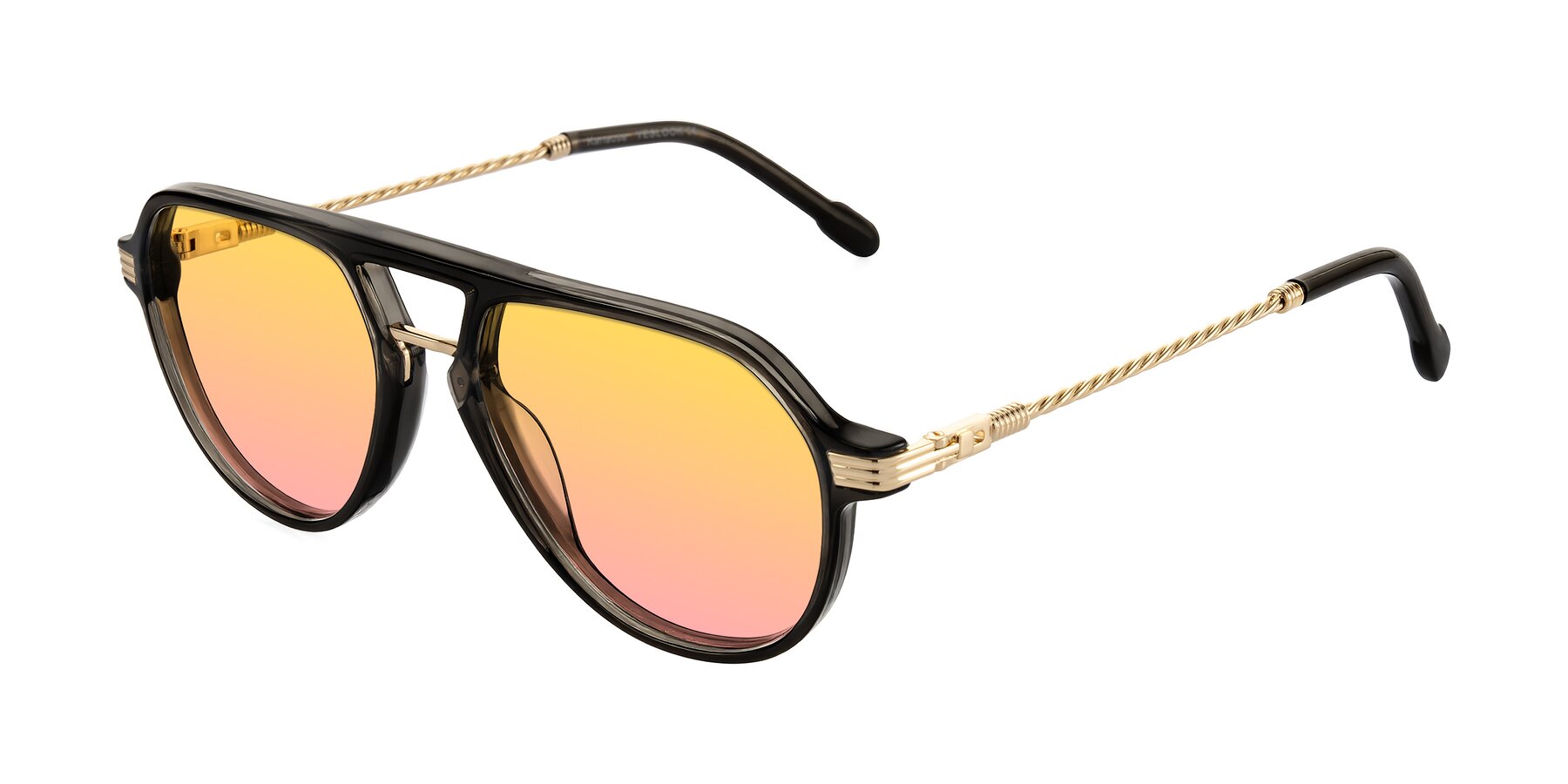 Angle of Kanause in Transparent Gray/Gold with Yellow / Pink Gradient Lenses