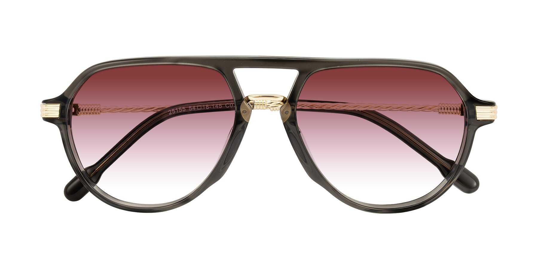 Folded Front of Kanause in Transparent Gray/Gold with Garnet Gradient Lenses