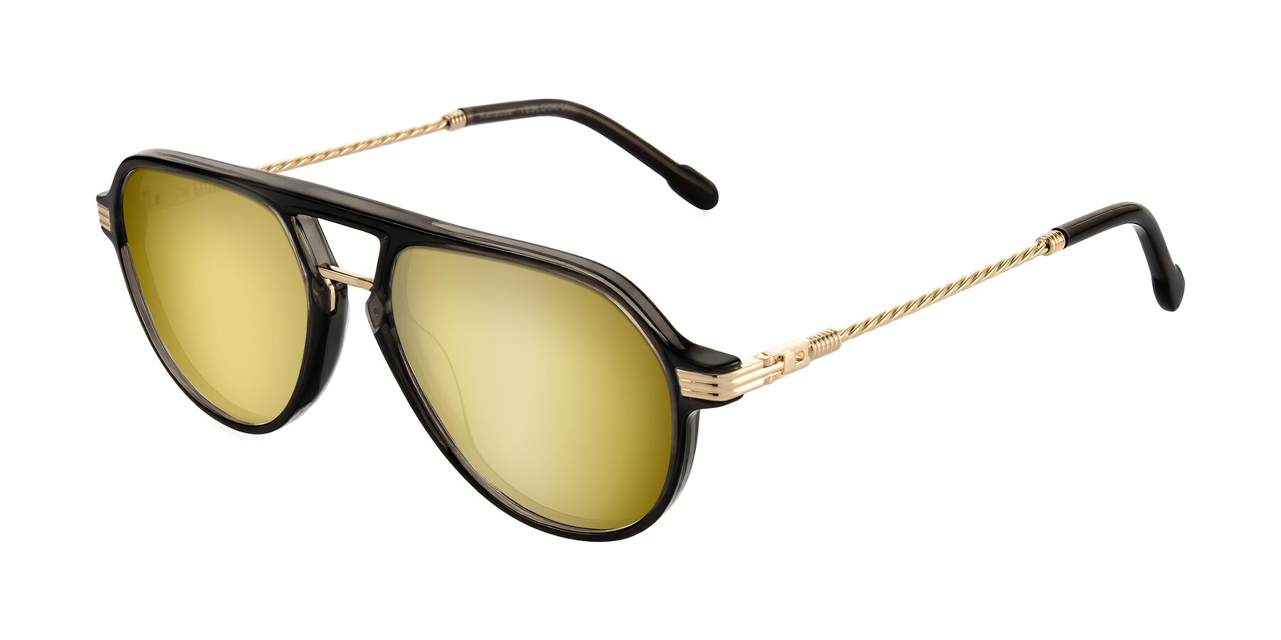 Angle of Kanause in Transparent Gray/Gold with Gold Mirrored Lenses