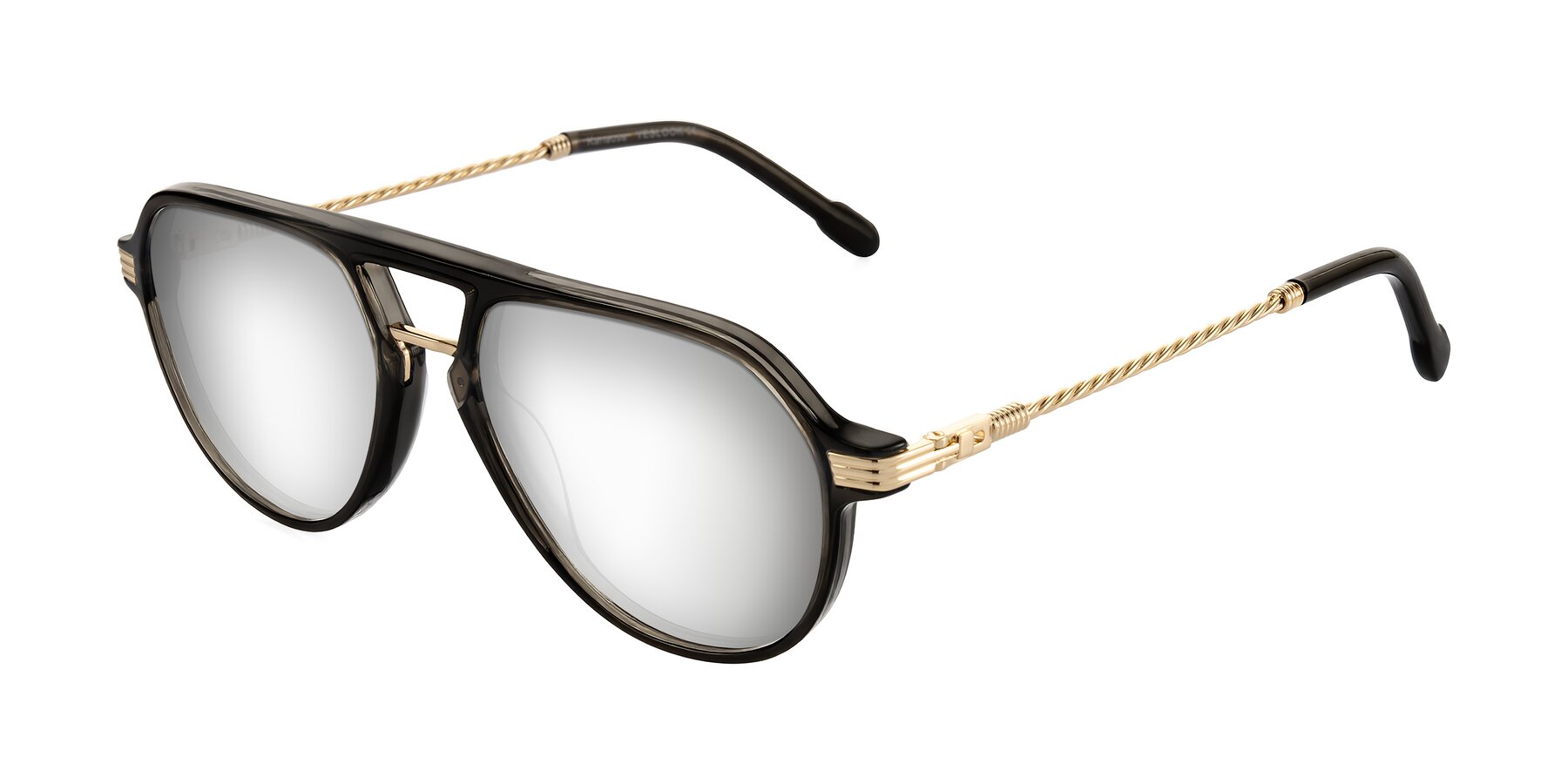 Angle of Kanause in Transparent Gray/Gold with Silver Mirrored Lenses