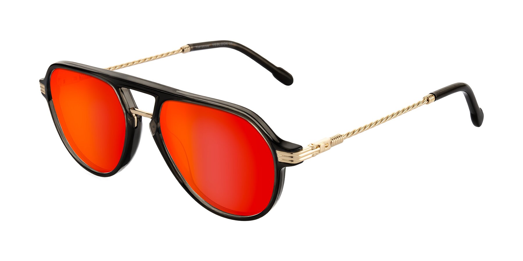 Angle of Kanause in Transparent Gray/Gold with Red Gold Mirrored Lenses