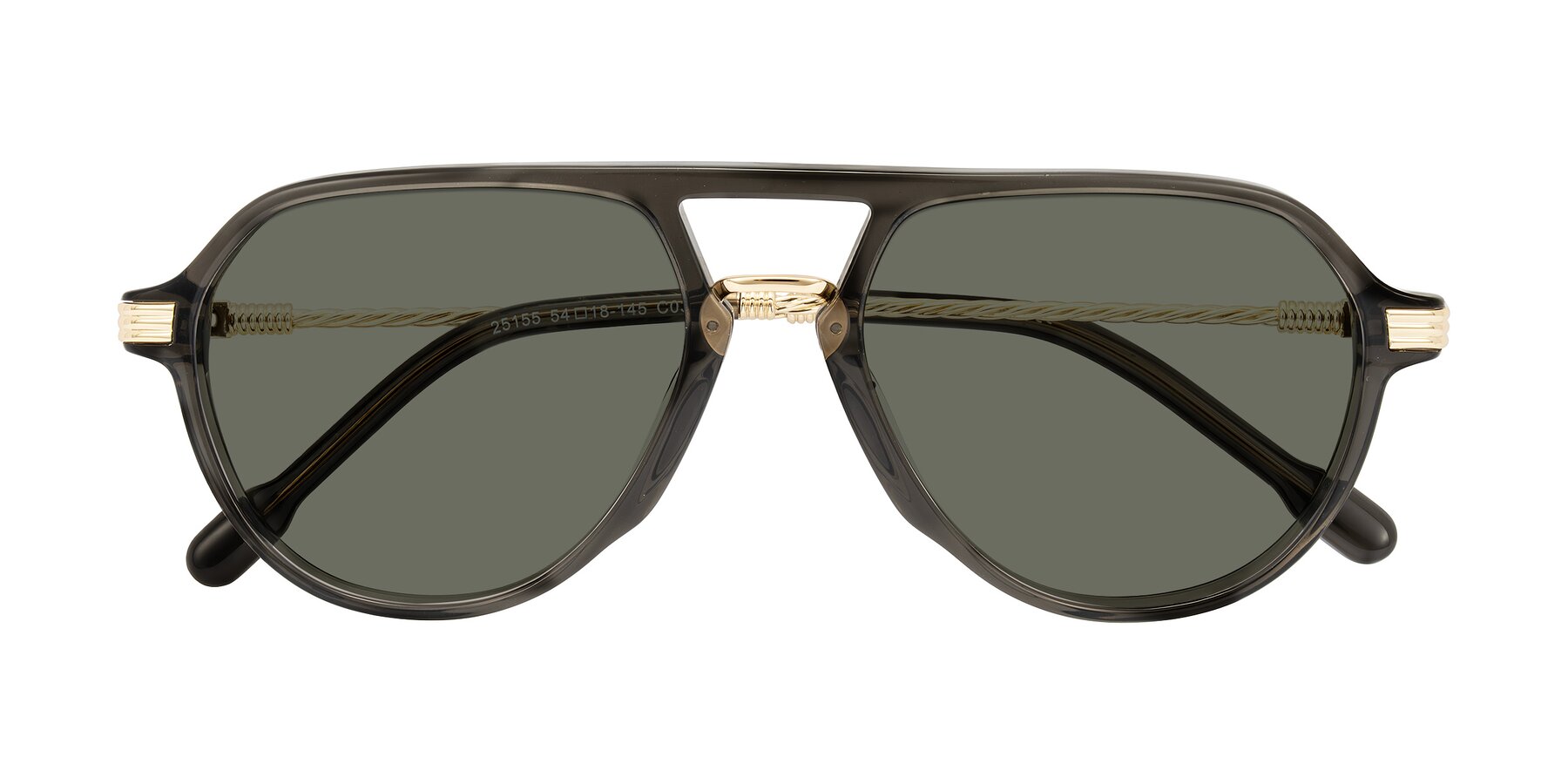 Folded Front of Kanause in Transparent Gray/Gold with Gray Polarized Lenses
