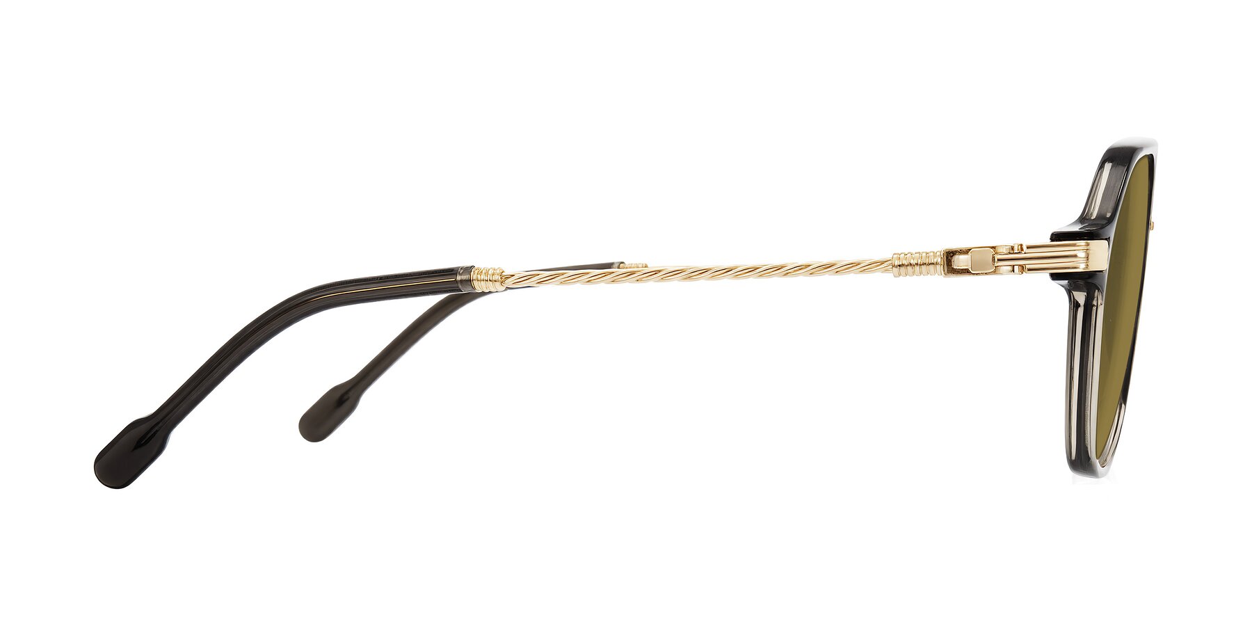 Side of Kanause in Transparent Gray/Gold with Brown Polarized Lenses