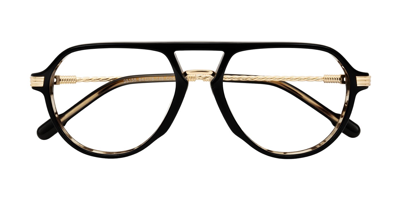 Kanause - Black Brown Striped/Gold Reading Glasses