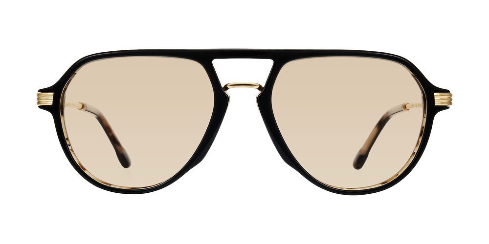 Kanause - Black Brown Striped/Gold Tinted Sunglasses