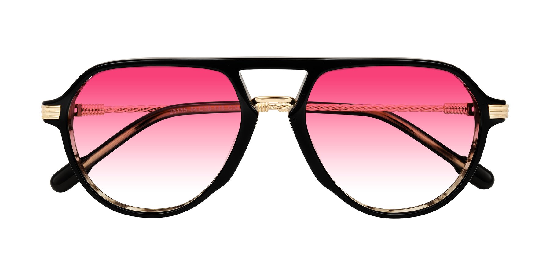 Folded Front of Kanause in Black Brown Striped/Gold with Pink Gradient Lenses