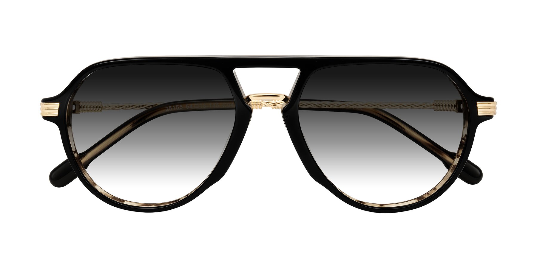Folded Front of Kanause in Black Brown Striped/Gold with Gray Gradient Lenses