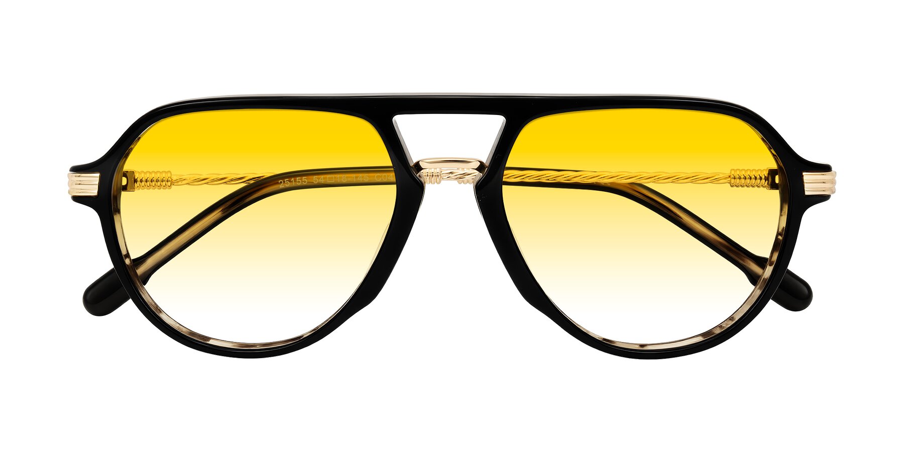 Folded Front of Kanause in Black Brown Striped/Gold with Yellow Gradient Lenses