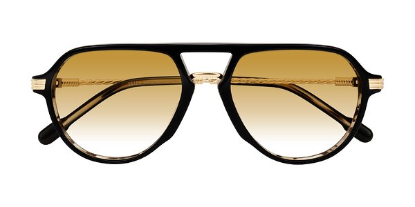 Front of Kanause in Black Brown Striped/Gold