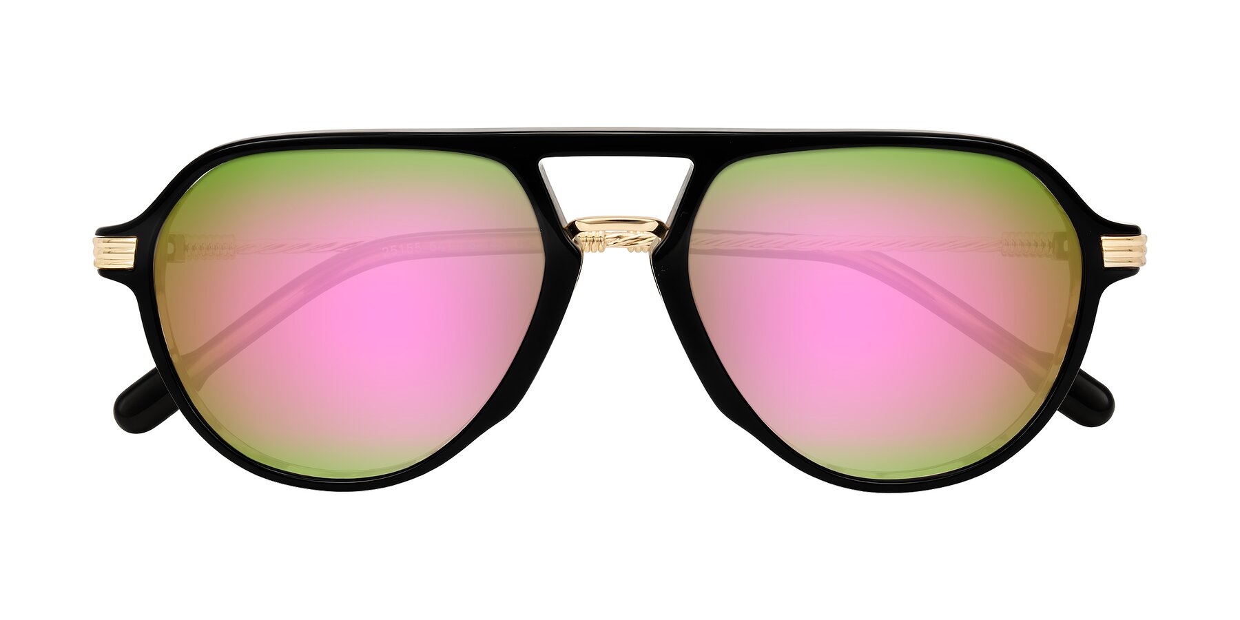 Folded Front of Kanause in Black Brown Striped/Gold with Pink Mirrored Lenses