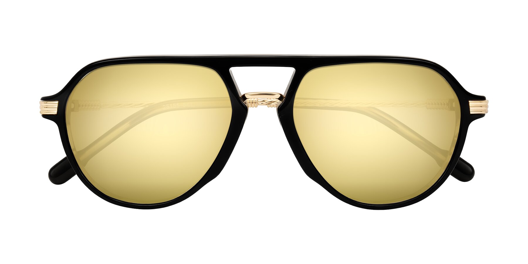 Folded Front of Kanause in Black Brown Striped/Gold with Gold Mirrored Lenses