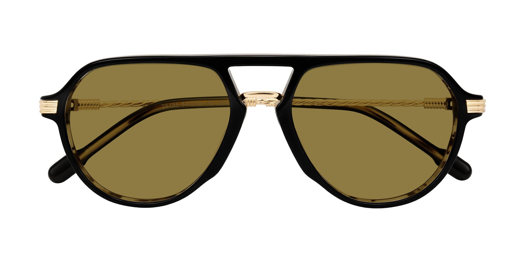 Folded Front of Kanause in Black Brown Striped/Gold with Brown Polarized Lenses