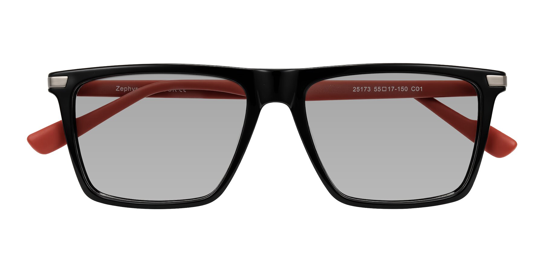Folded Front of Zephyr in Black/Red with Light Gray Tinted Lenses