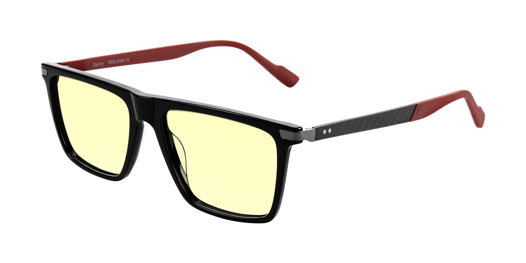 Angle of Zephyr in Black/Red with Light Yellow Tinted Lenses