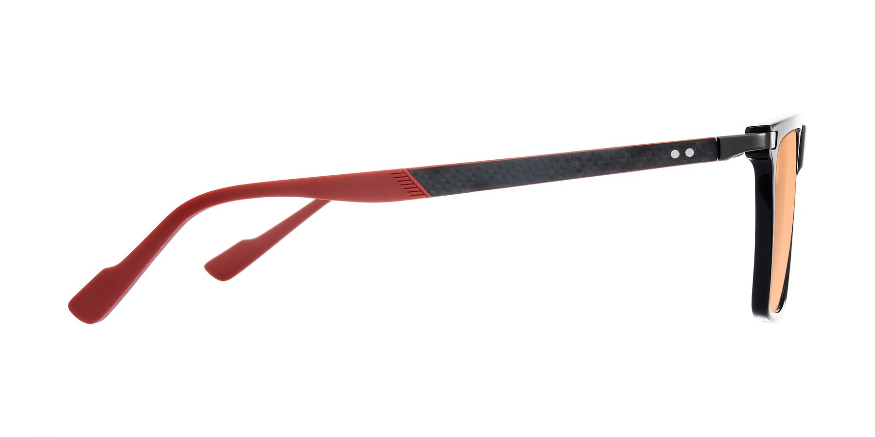 Side of Zephyr in Black/Red with Light Orange Tinted Lenses