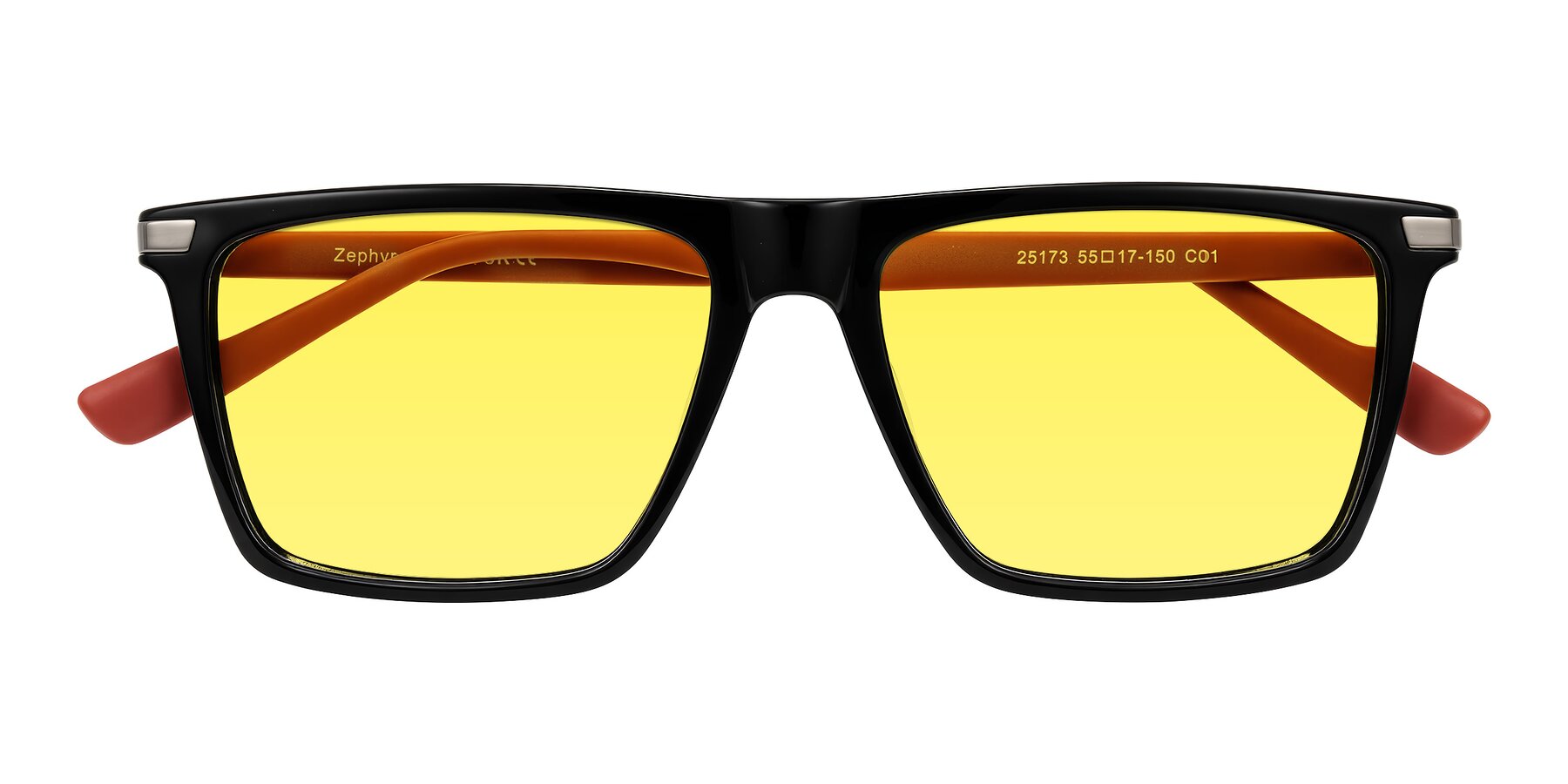 Folded Front of Zephyr in Black/Red with Medium Yellow Tinted Lenses