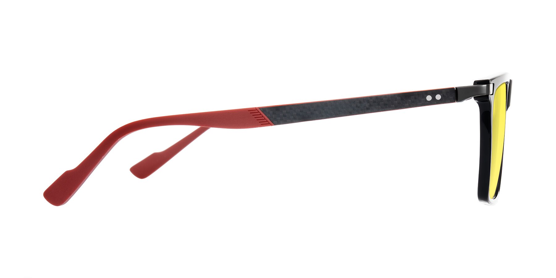 Side of Zephyr in Black/Red with Medium Yellow Tinted Lenses