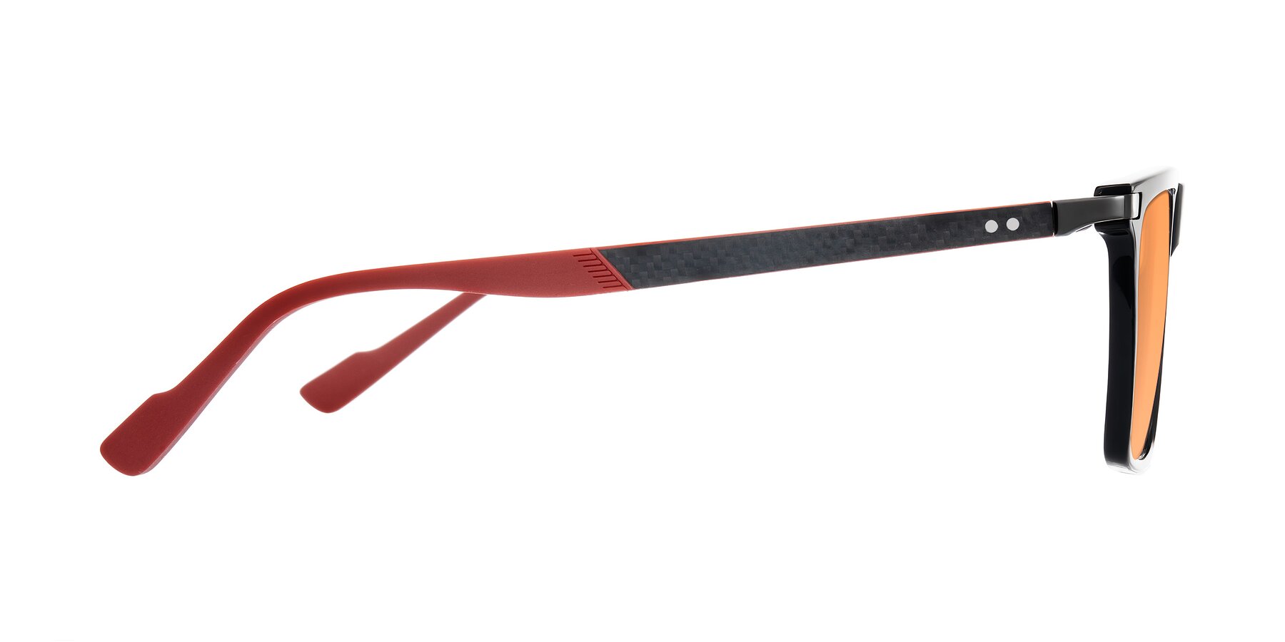 Side of Zephyr in Black/Red with Medium Orange Tinted Lenses