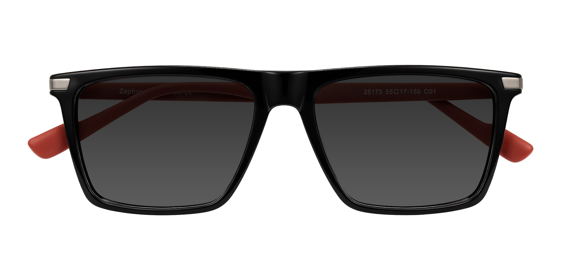 Folded Front of Zephyr in Black/Red with Gray Tinted Lenses