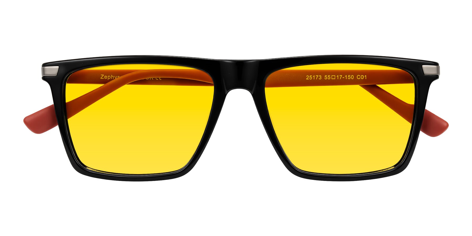 Folded Front of Zephyr in Black/Red with Yellow Tinted Lenses