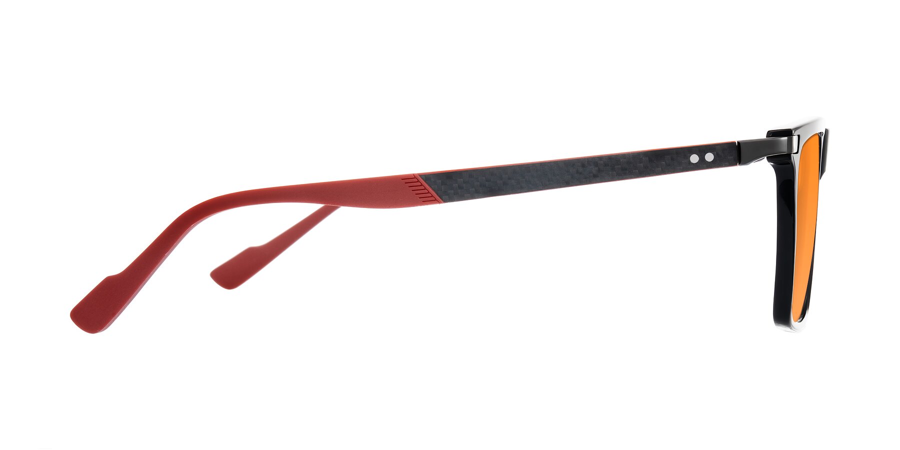 Side of Zephyr in Black/Red with Orange Tinted Lenses