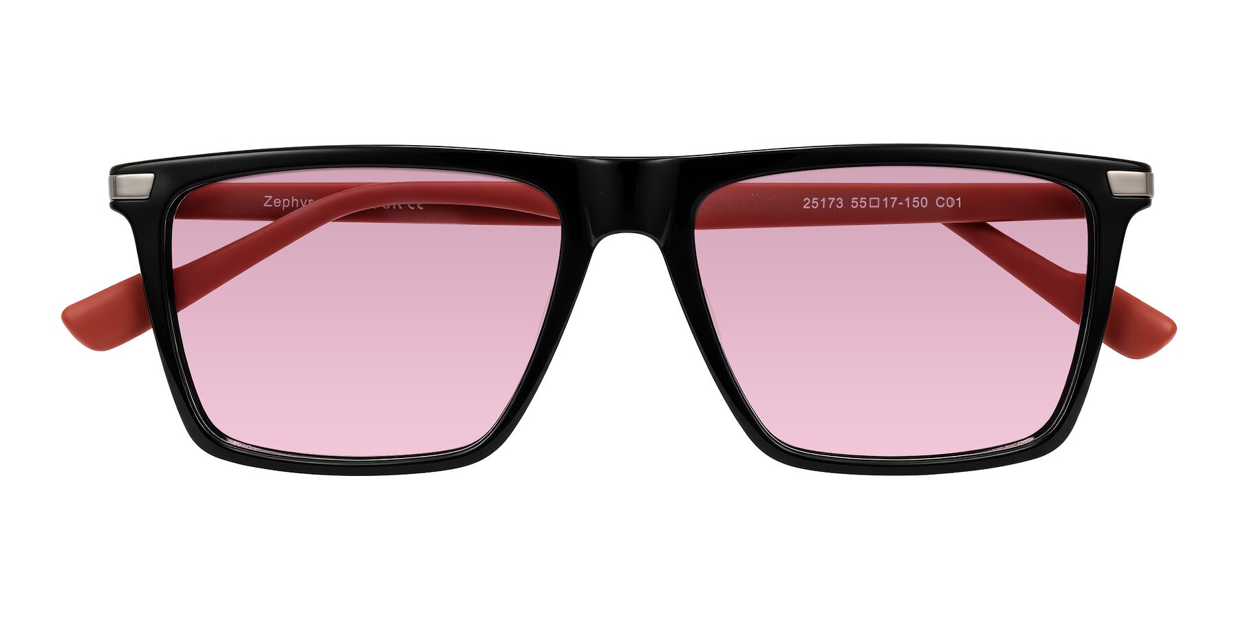 Folded Front of Zephyr in Black/Red with Light Wine Tinted Lenses