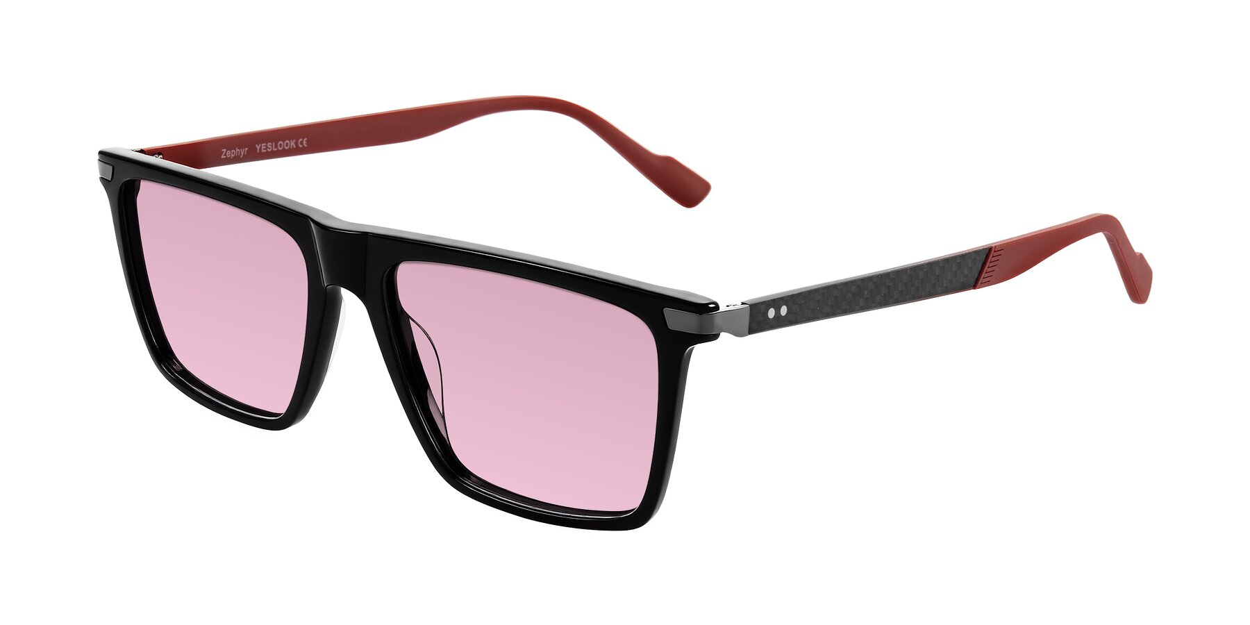 Angle of Zephyr in Black/Red with Light Wine Tinted Lenses