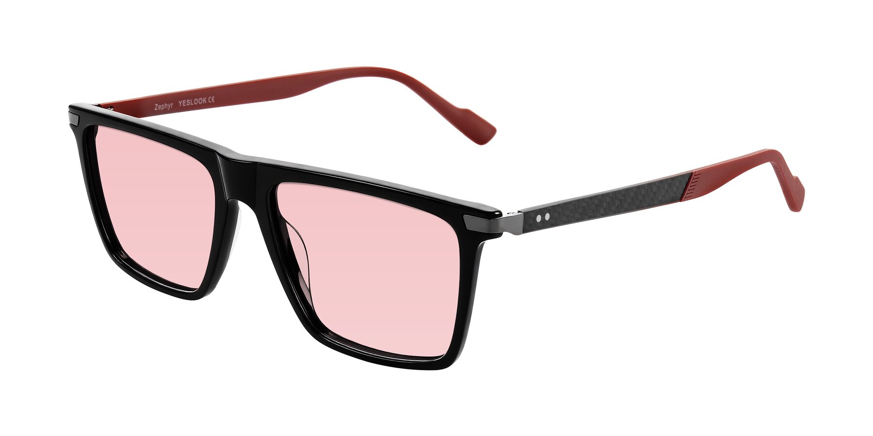 Angle of Zephyr in Black/Red with Light Garnet Tinted Lenses